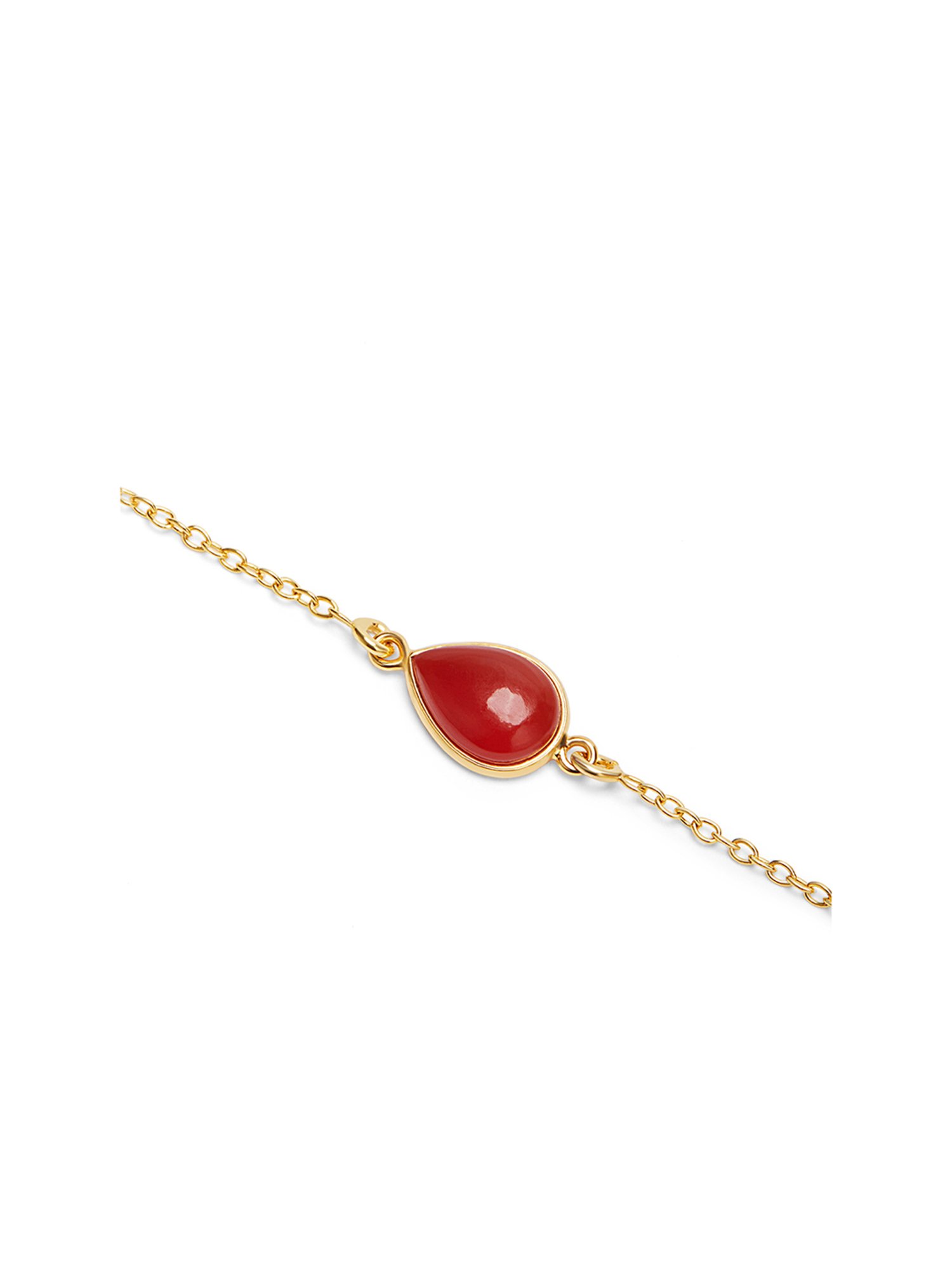 March by FableStreet 18k Gold-Plated 92.5 Sterling Silver Carnelian Chain Bracelet for Women