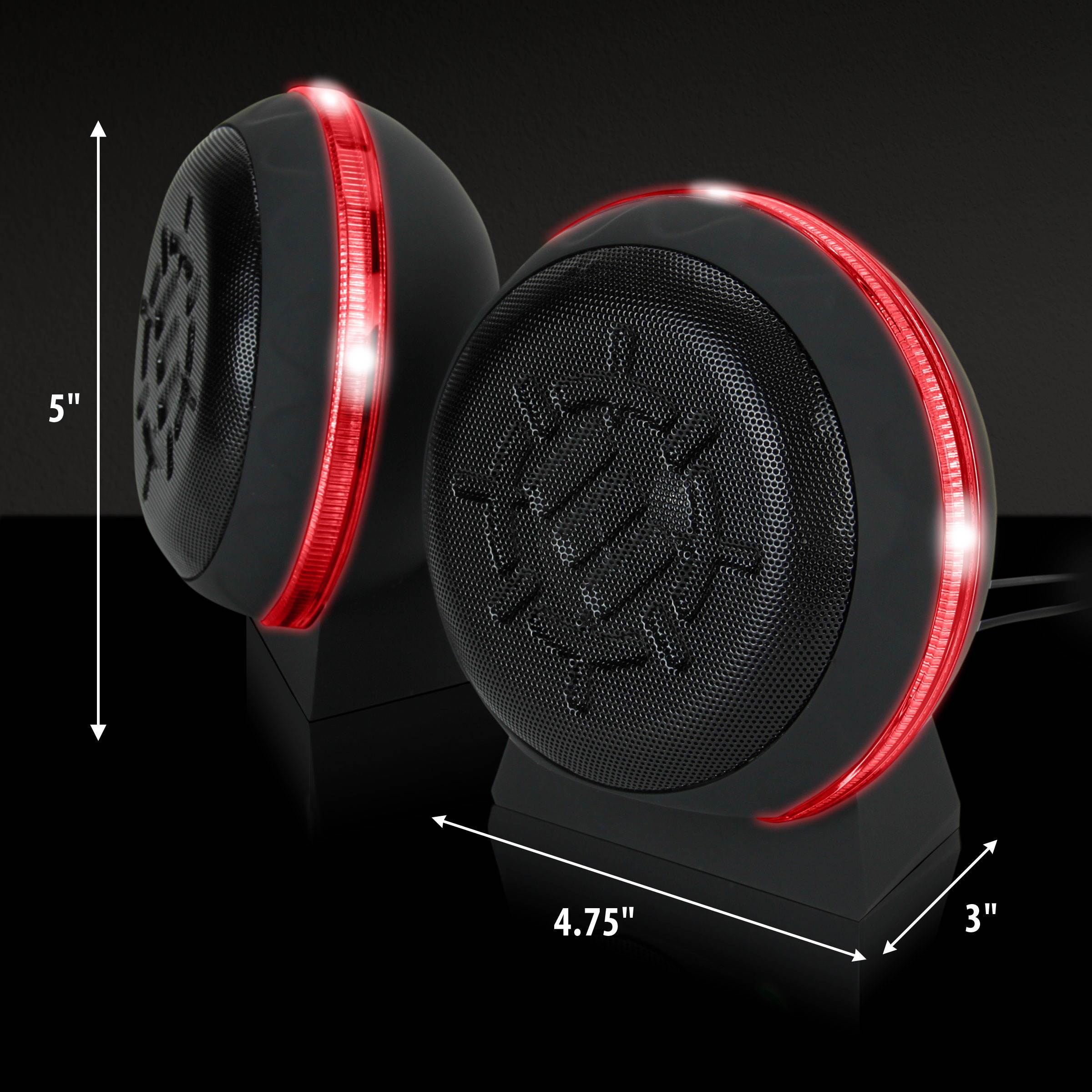 ENHANCE USB LED Gaming Speakers with In-Line Volume Control and Powerful 5 Watts Drivers - Red