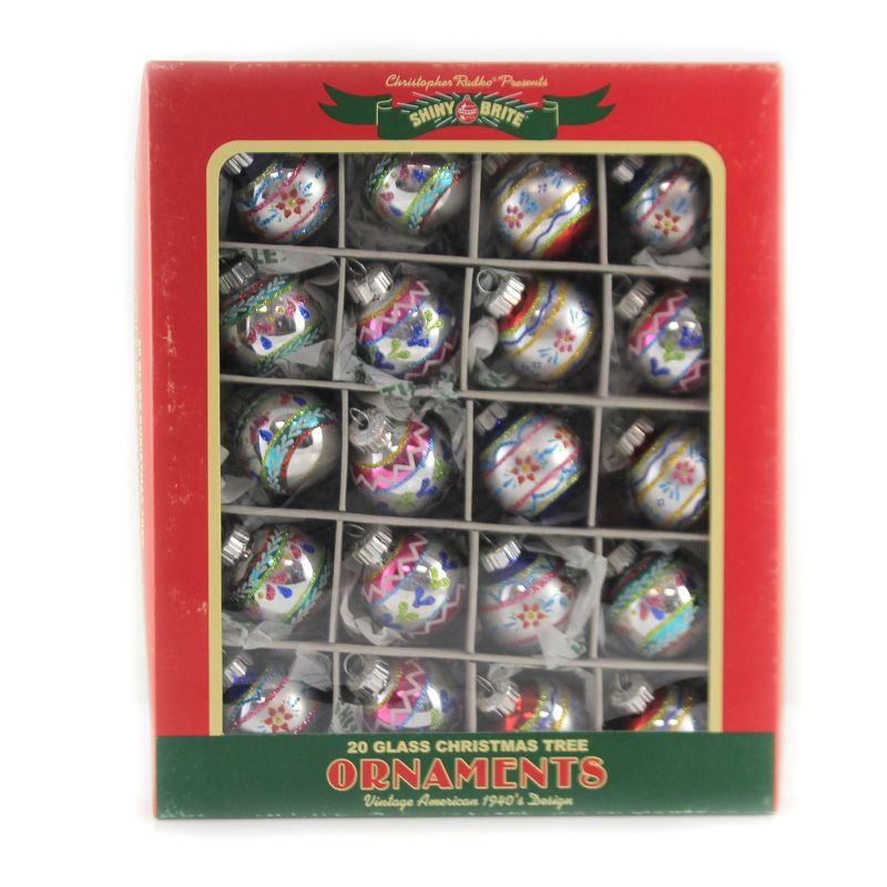 Shiny Brite 1.25" Christmas Confetti 1.25' Rounds Vintage Retro  -  Tree Ornaments