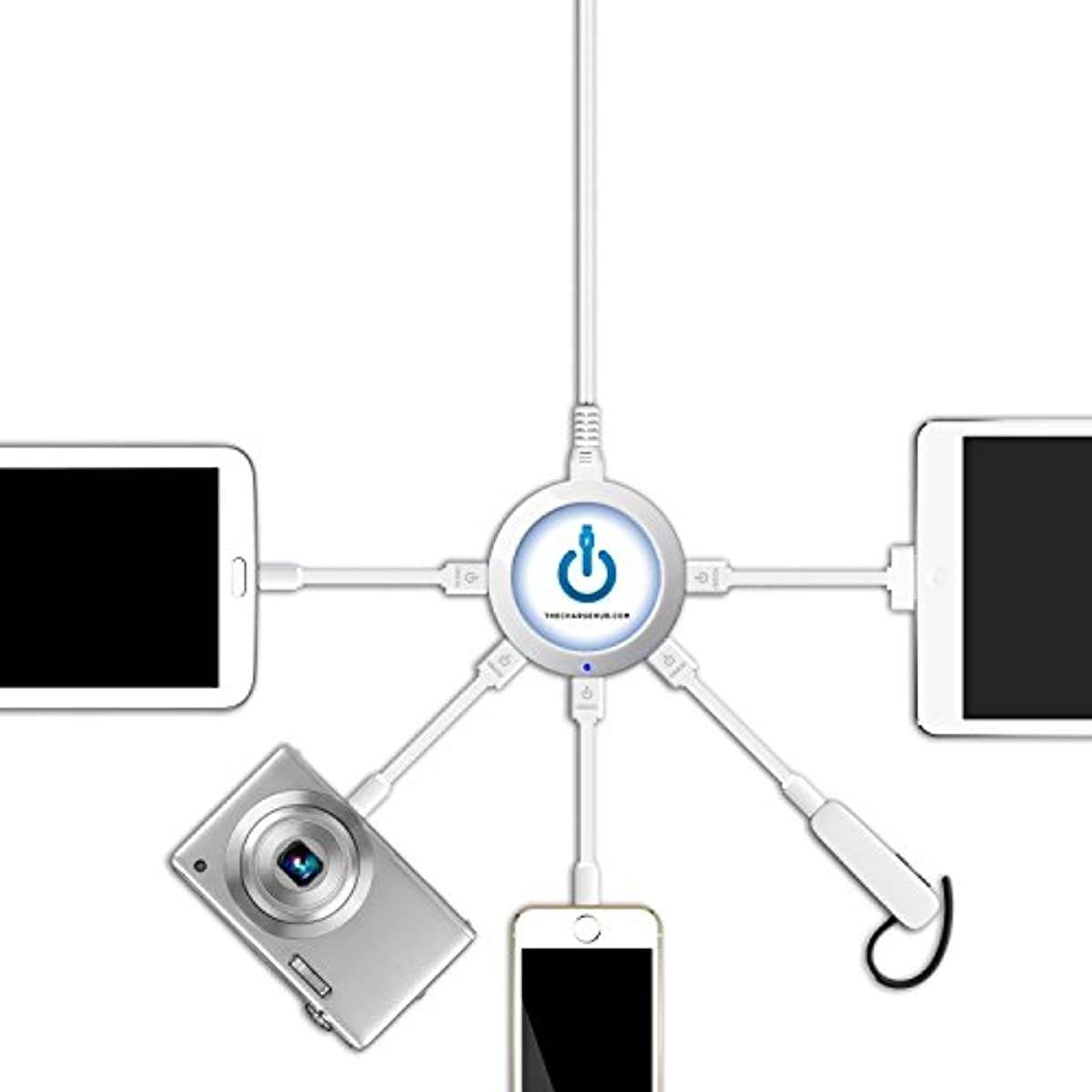 ChargeHub X5-5-Port USB Charger Desktop Charging Station 2.4A Per Port/25W - SmartSpeed Technology for iPhone X/8/7/6 Plus, iPad, Galaxy S9/S8/S7, Nexus, LG & Other Devices - Round (White)