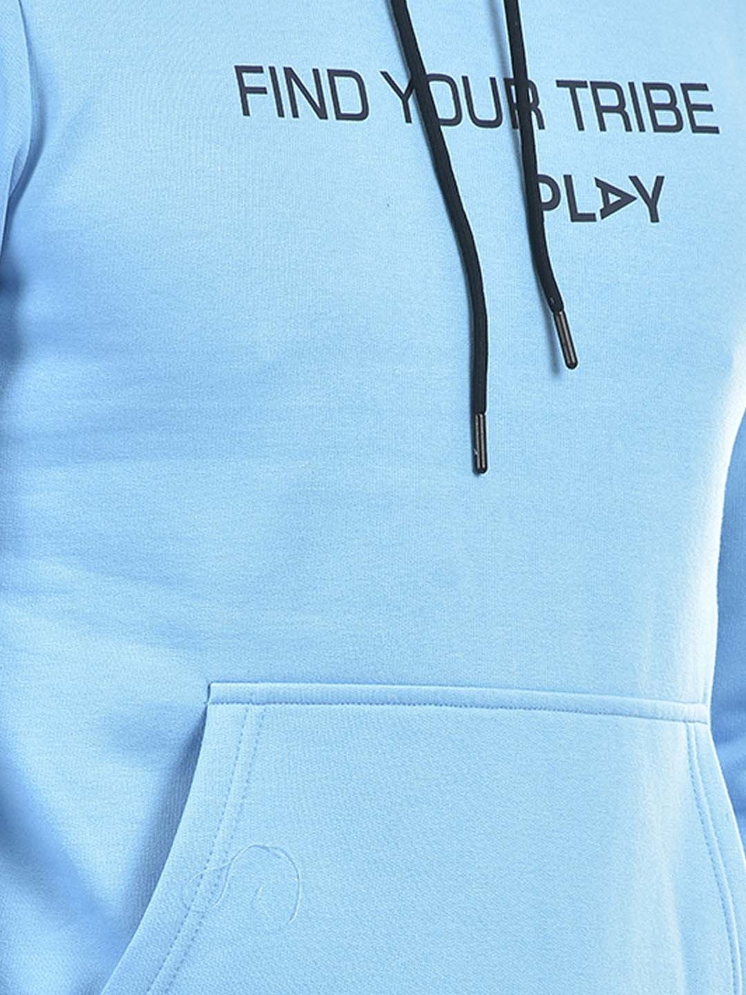 Integriti Light Blue Regular Fit Printed Hooded Sweatshirt