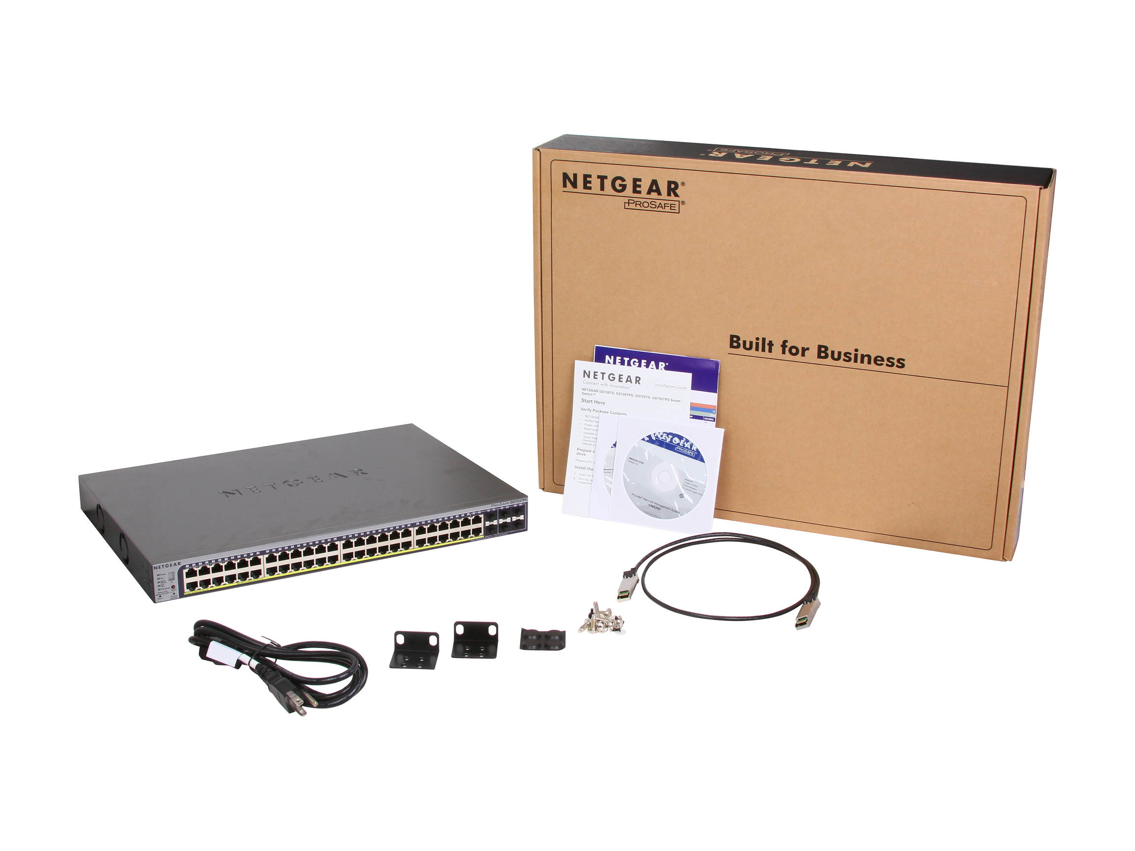 NETGEAR 28-Port PoE Gigabit/10G Stackable Smart Switch (GS728TXP) - Managed with 24 x PoE+ @ 195W, 2 x 10G Copper and 2 x 10G SFP+, Desktop/Rackmount, and ProSAFE Lifetime Protection