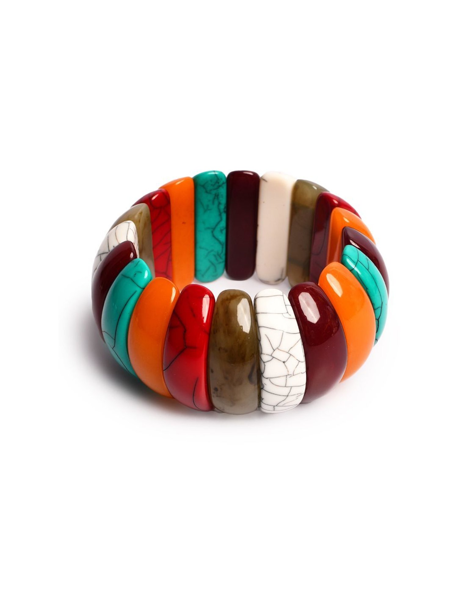 IMLI STREET Multi-Coloured Artificial Beaded Stretchable Bracelet for Women