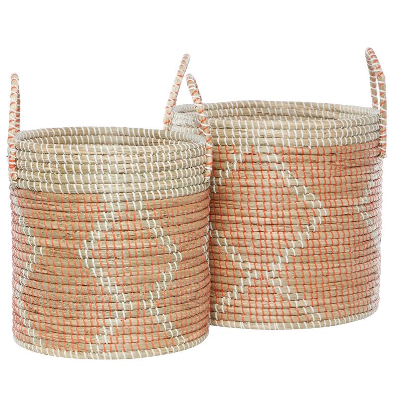 2pk Round Seagrass Storage Baskets with Handles