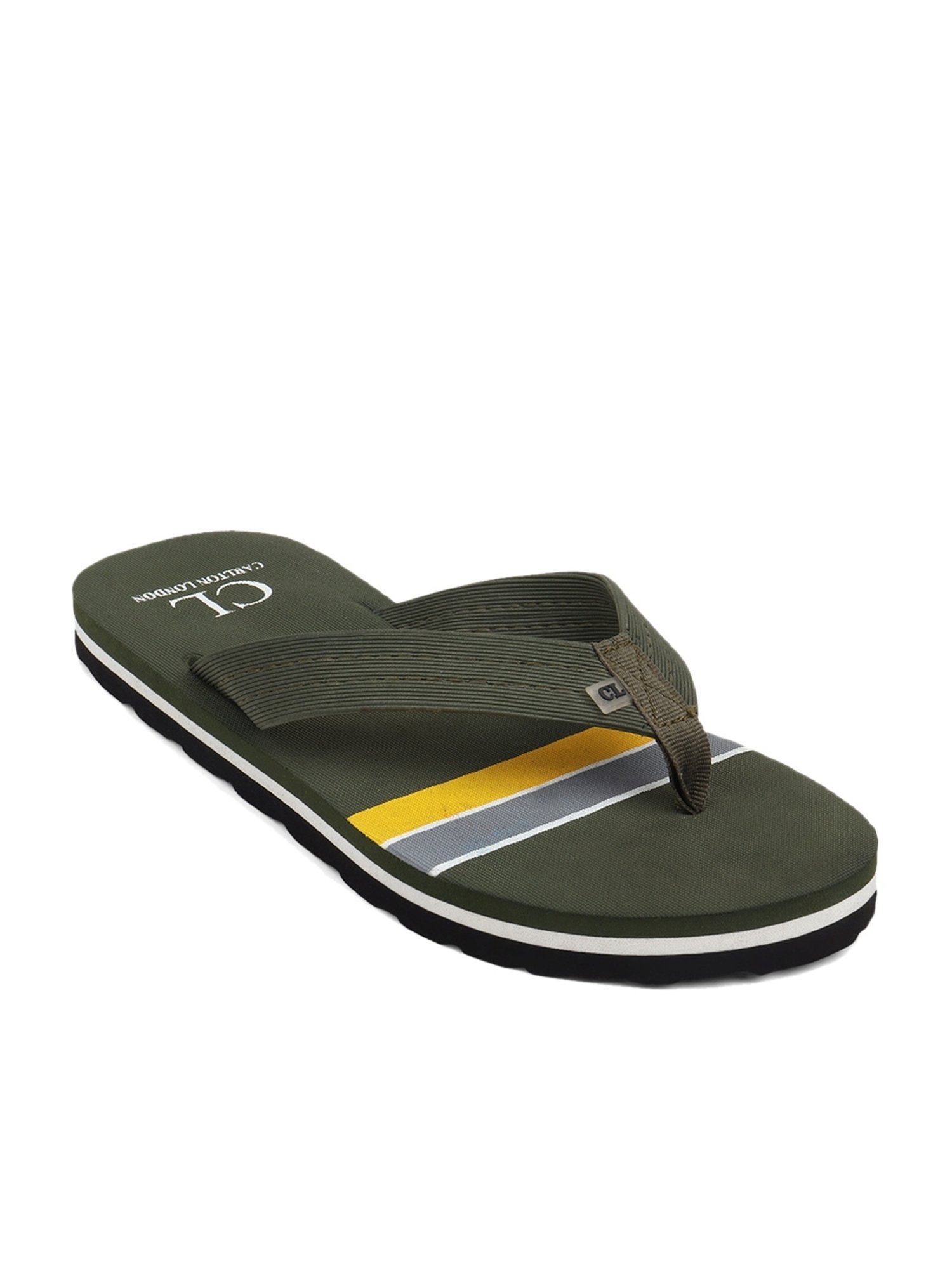 Carlton London Men's Olive Flip Flops