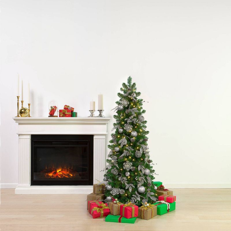 5.5ft Easy Treezy Pre-Lit LED Shimmering Frost Pre-Decorated & Easy Setup Artificial Christmas Tree