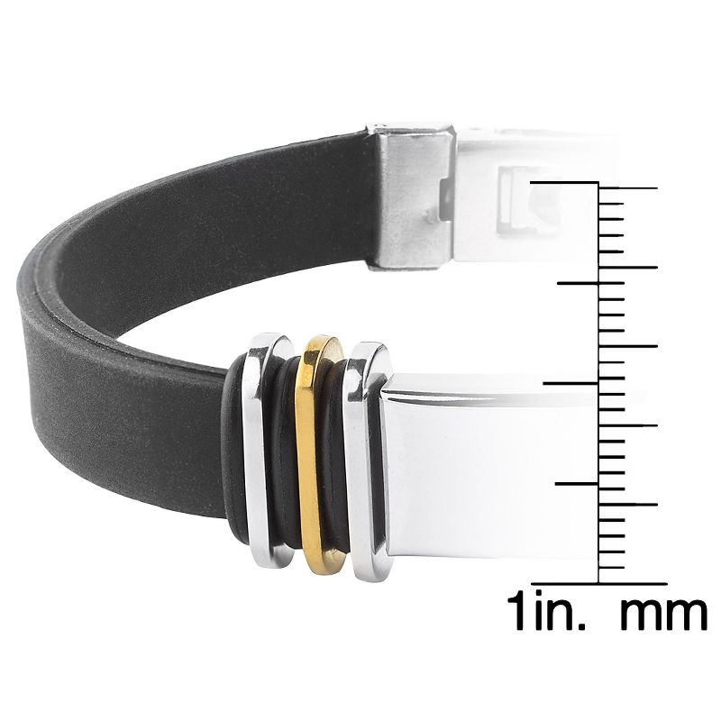 Men's West Coast Jewelry Stainless Steel with Two-Tone Accents Rubber ID Bracelet