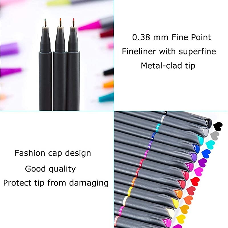 Fineliner Pens 24 Bright Colors Fine Point Pens Colored Pens for Journaling Note Taking Writing Drawing Coloring Planner Calendar Office School Teacher Classroom Fine Tip Marker Pens Supplies