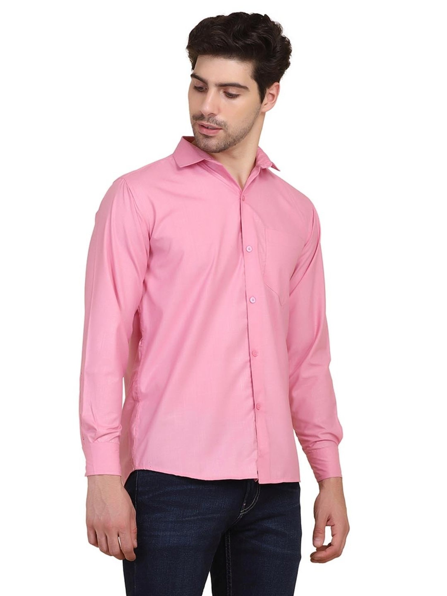TAHVO Pink Cotton Slim Fit Shirt