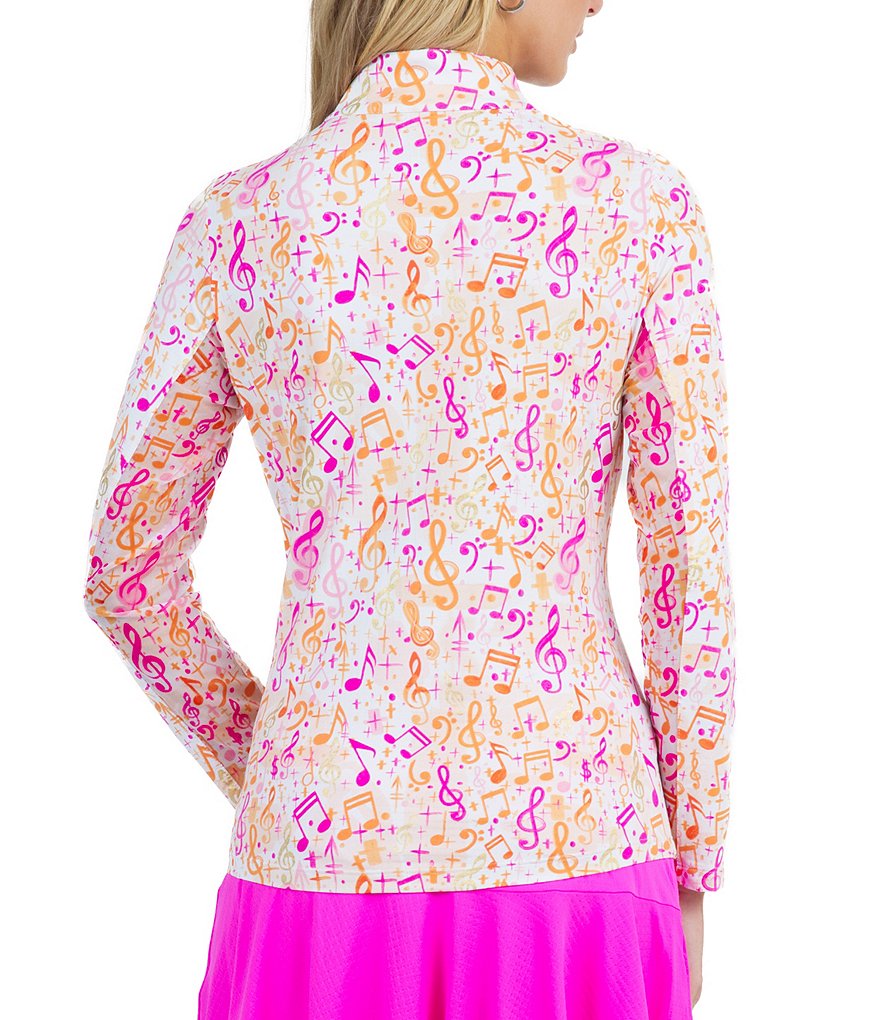 IBKUL Take Note Print Long Sleeve Mock Neck Top