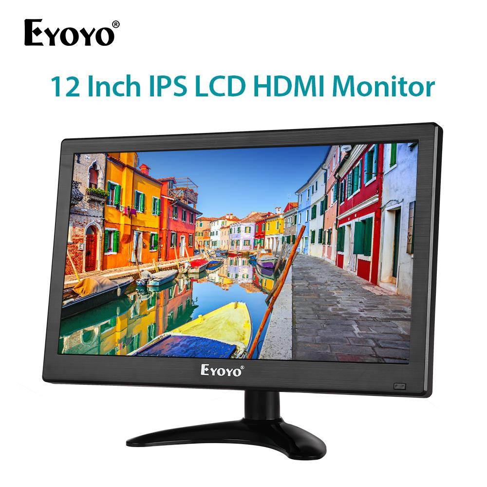 Eyoyo 12 inch HD 1920x1080 IPS LCD HDMI Monitor Screen Input Audio Video Display with BNC Cable for PC Computer Camera DVD Security CCTV DVR Home Office Surveillance