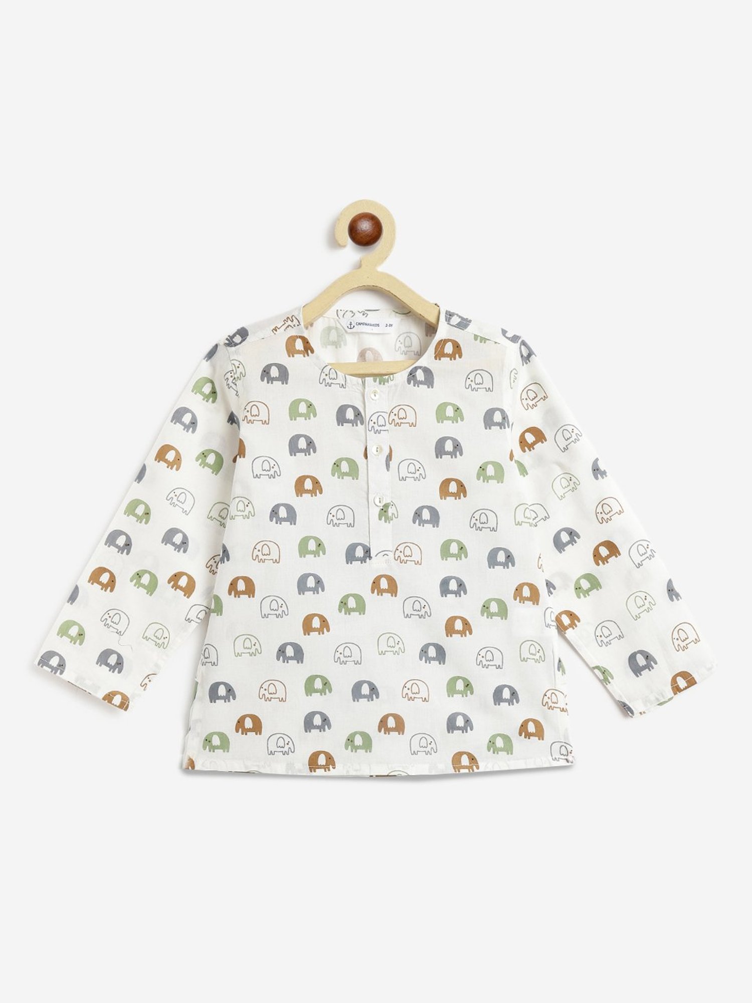 Campana Boys White & Green Printed Full Sleeves T-Shirt with Pants