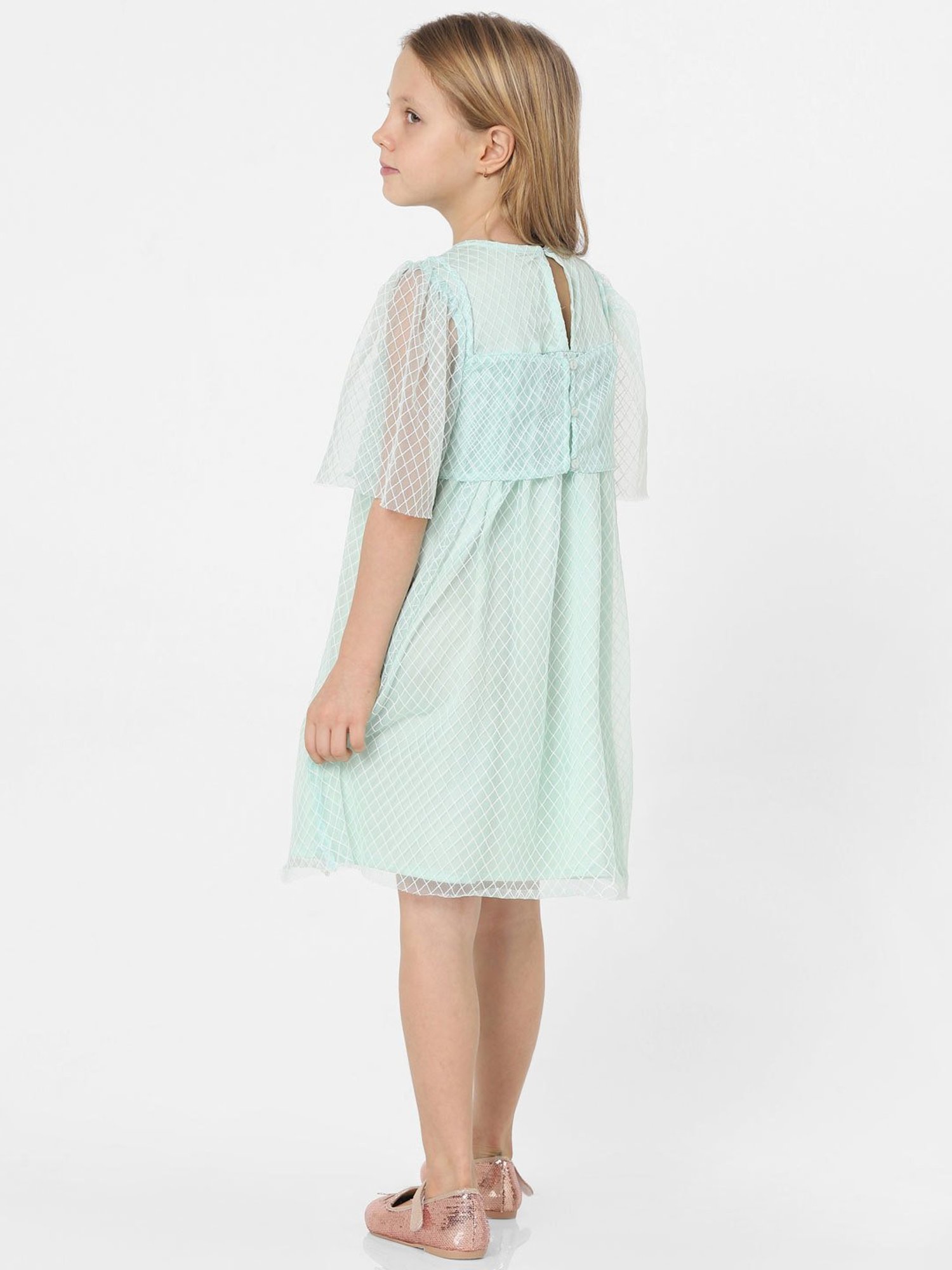 KIDS ONLY Green Self Design Dress