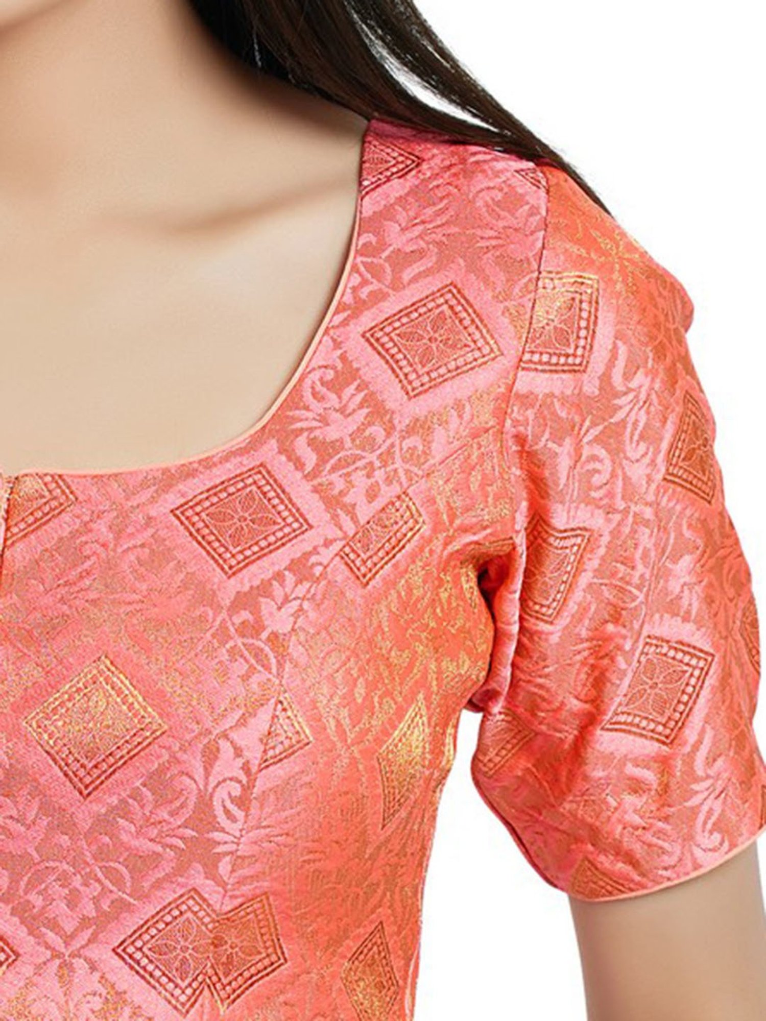 Salwar Studio Baby Pink Woven Brocade Blouse