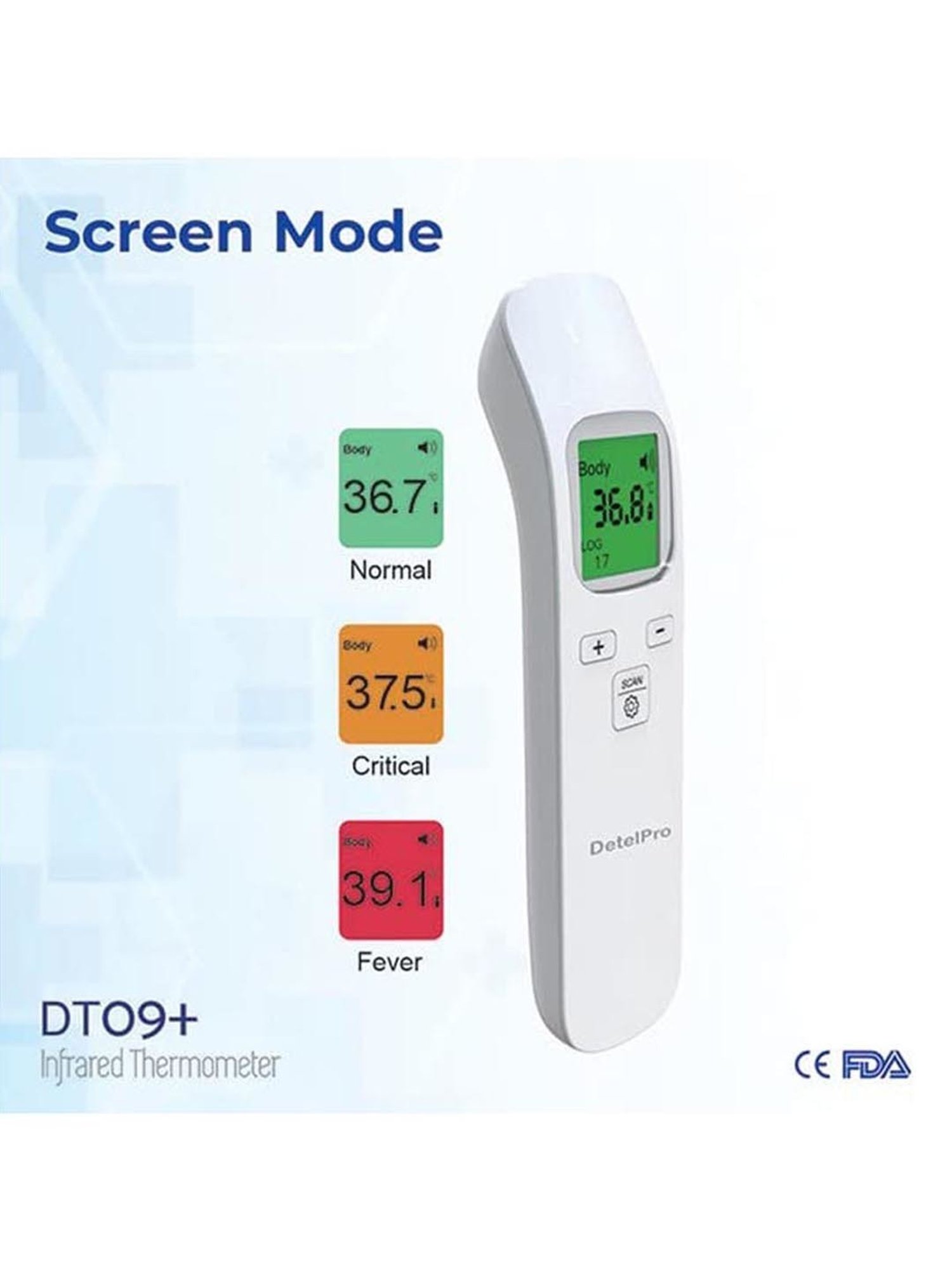 DETELPRO DT09+ Digital Non Contact Infrared Forehead Thermal Scanner (White)