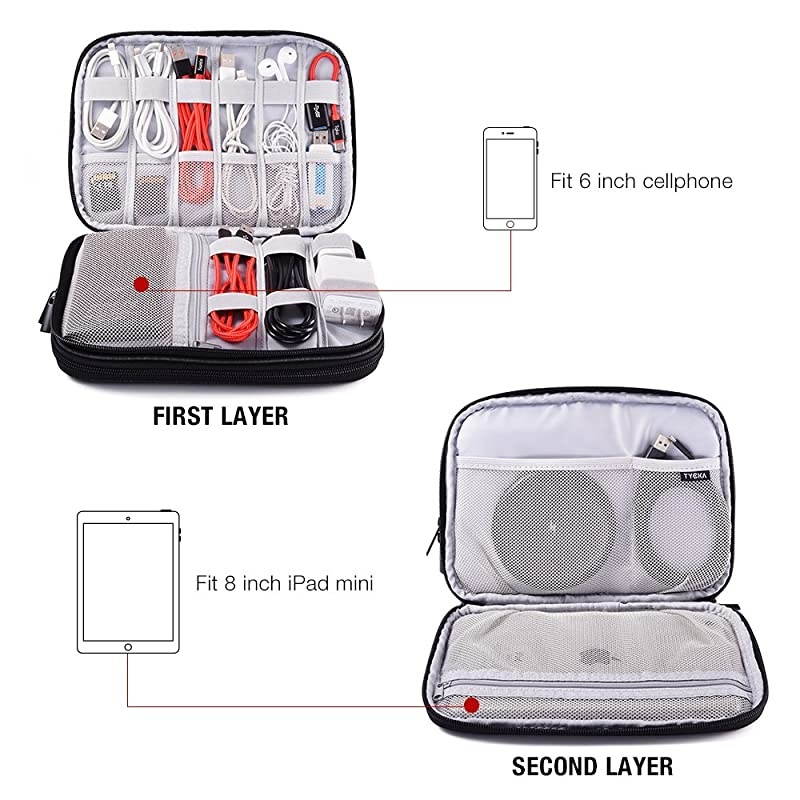 Folded Travel Organizer Electronics Bag, Universal Electronics Travel Gadgets Carrying Case Pouch Carry Case for Cable, Cord, USB, SD Cards, Chargers, Deep Gray
