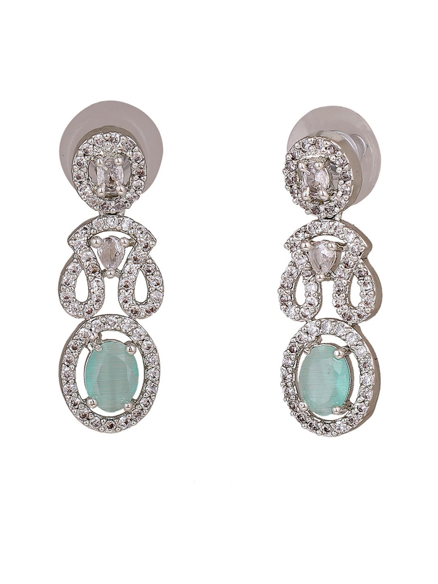 Estele Rhodium-Plated CZ Splendid Dangler Earrings