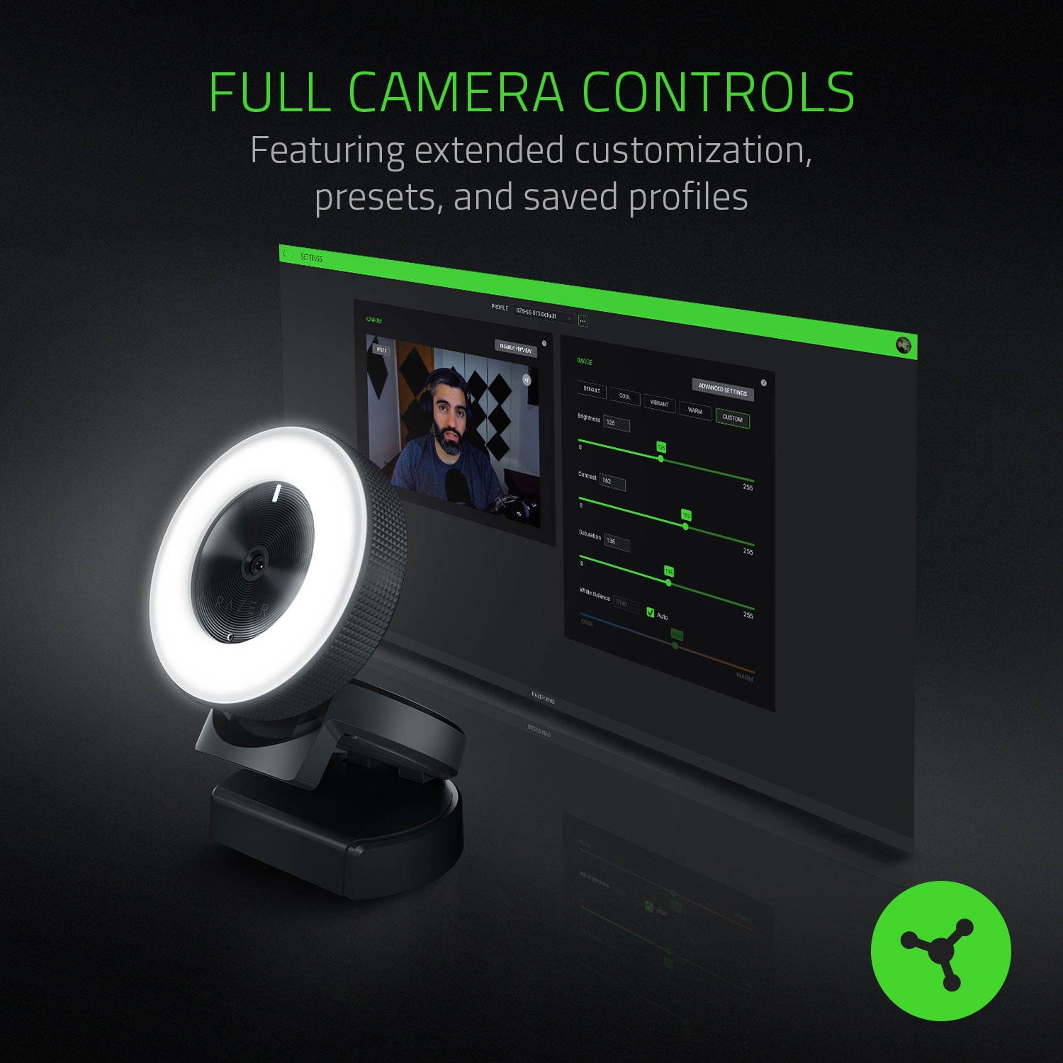 Full HD 1080p 30FPS / 720p 60FPS - Built in Adjustable Ring Light - Advanced Autofocus Feature - Streaming Web Camera