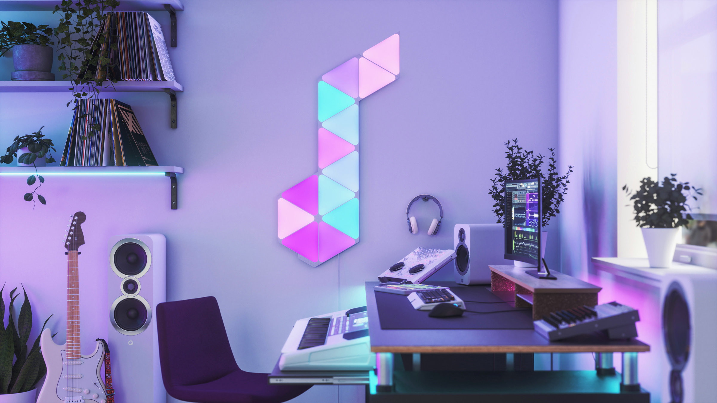 Nanoleaf Shapes Triangles Smarter Kit Multicolor Triangle Light Panels-9 Panels