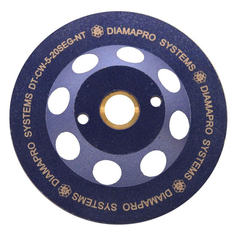 DiamaPro Systems DT-CW-5-20SEG-NT Non Threaded 5 Inch 20 Segment Turbo Concrete Grinding Cup Wheel for Grinding, Leveling, & Removing Glue (2 Pack)