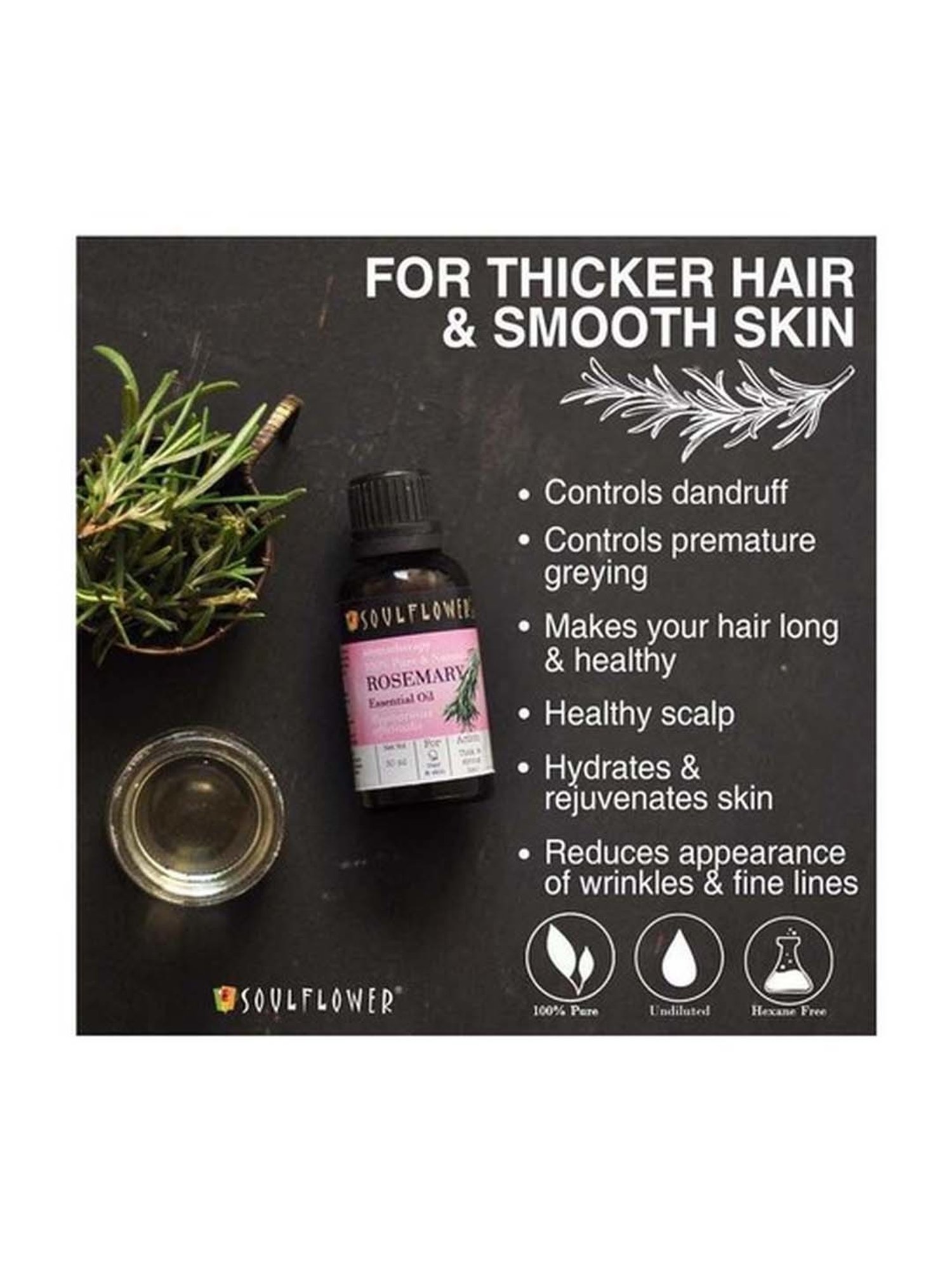 Soulflower Rosemary Essential Oil - 30 ml