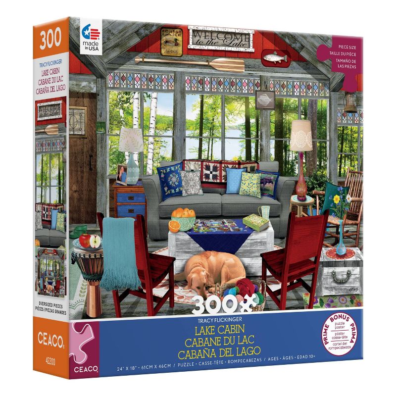 Ceaco Tracy Flickinger: Lake Cabin Jigsaw Puzzle - 300pc