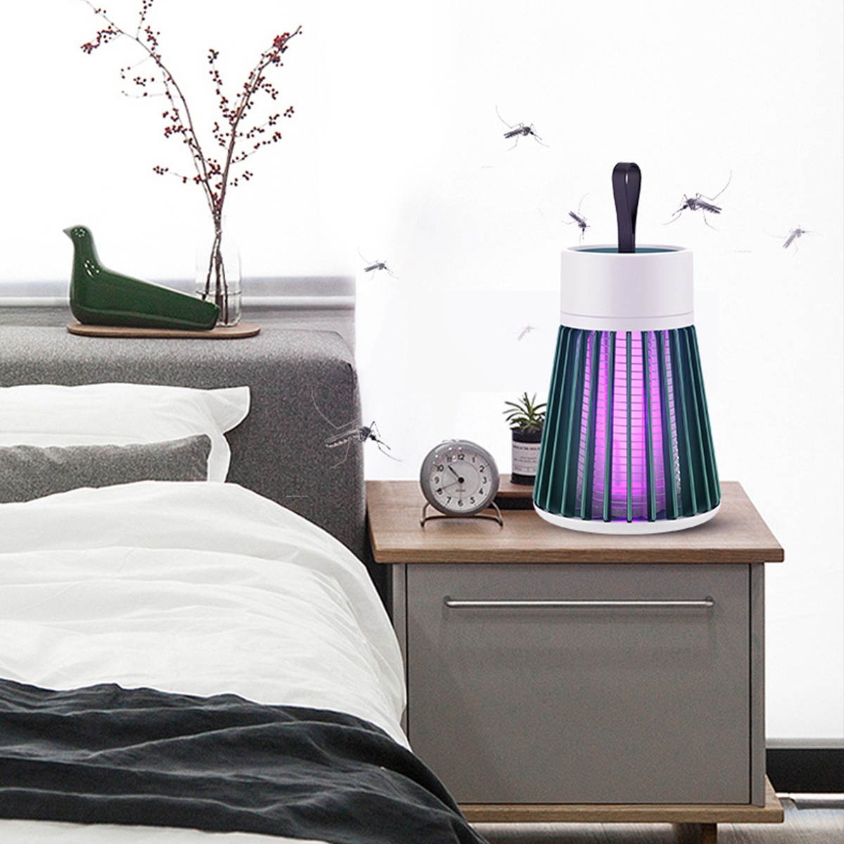 USB Rechargeable Silent Mosquito Repellent Light Physical Mosquito Killer-Grey/USB Charging Type