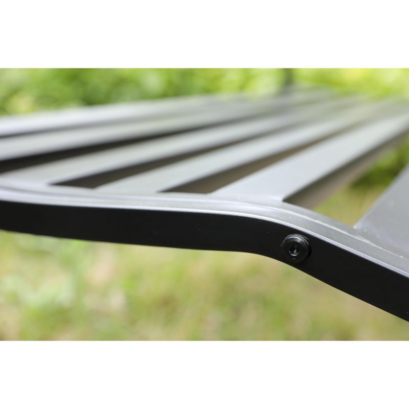 Gardenised Black Patio Garden Park Yard 50" Outdoor Steel Bench Powder Coated with Cast Iron Back