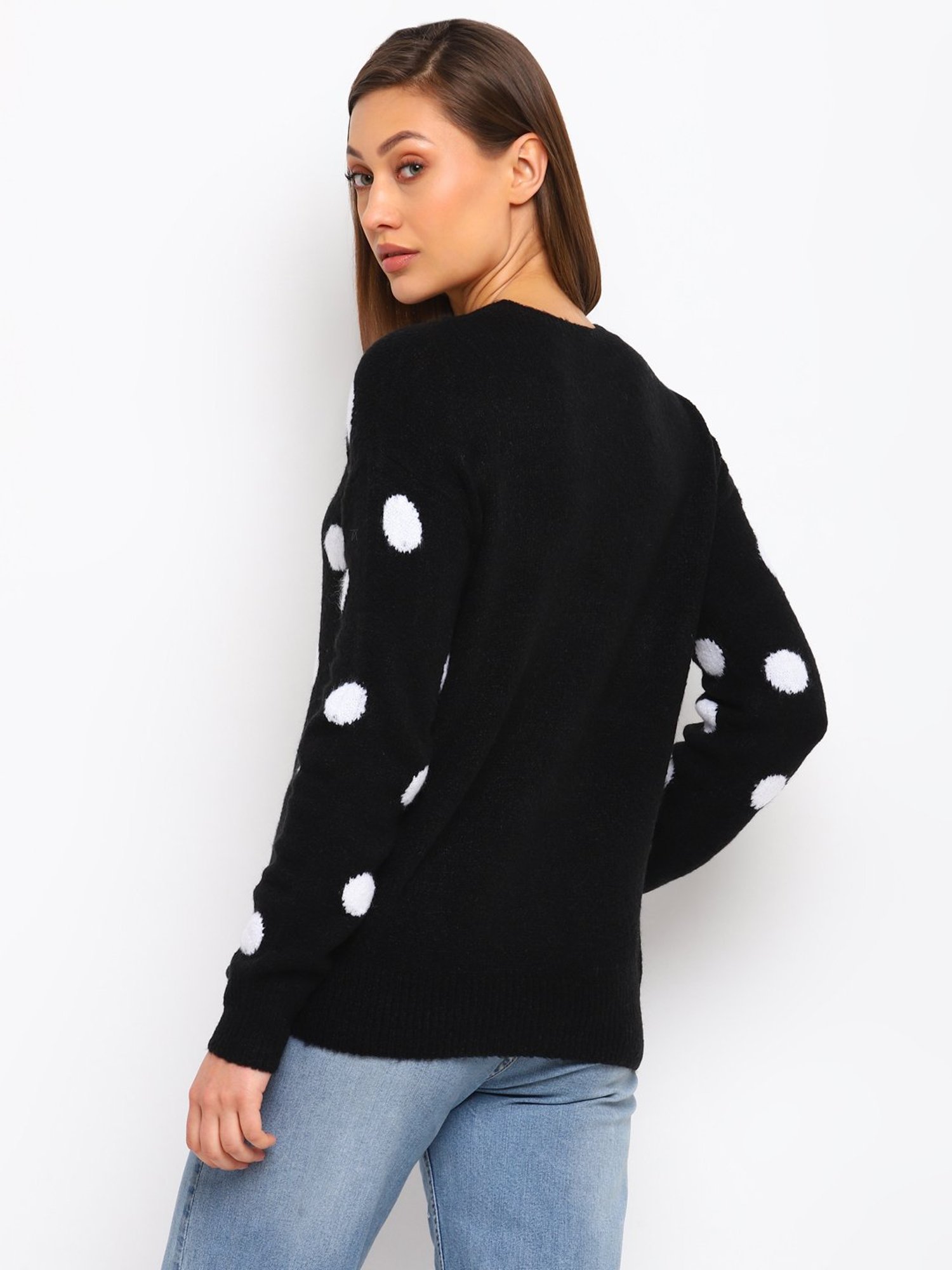 Cover Story Black Polka Dot Pullover