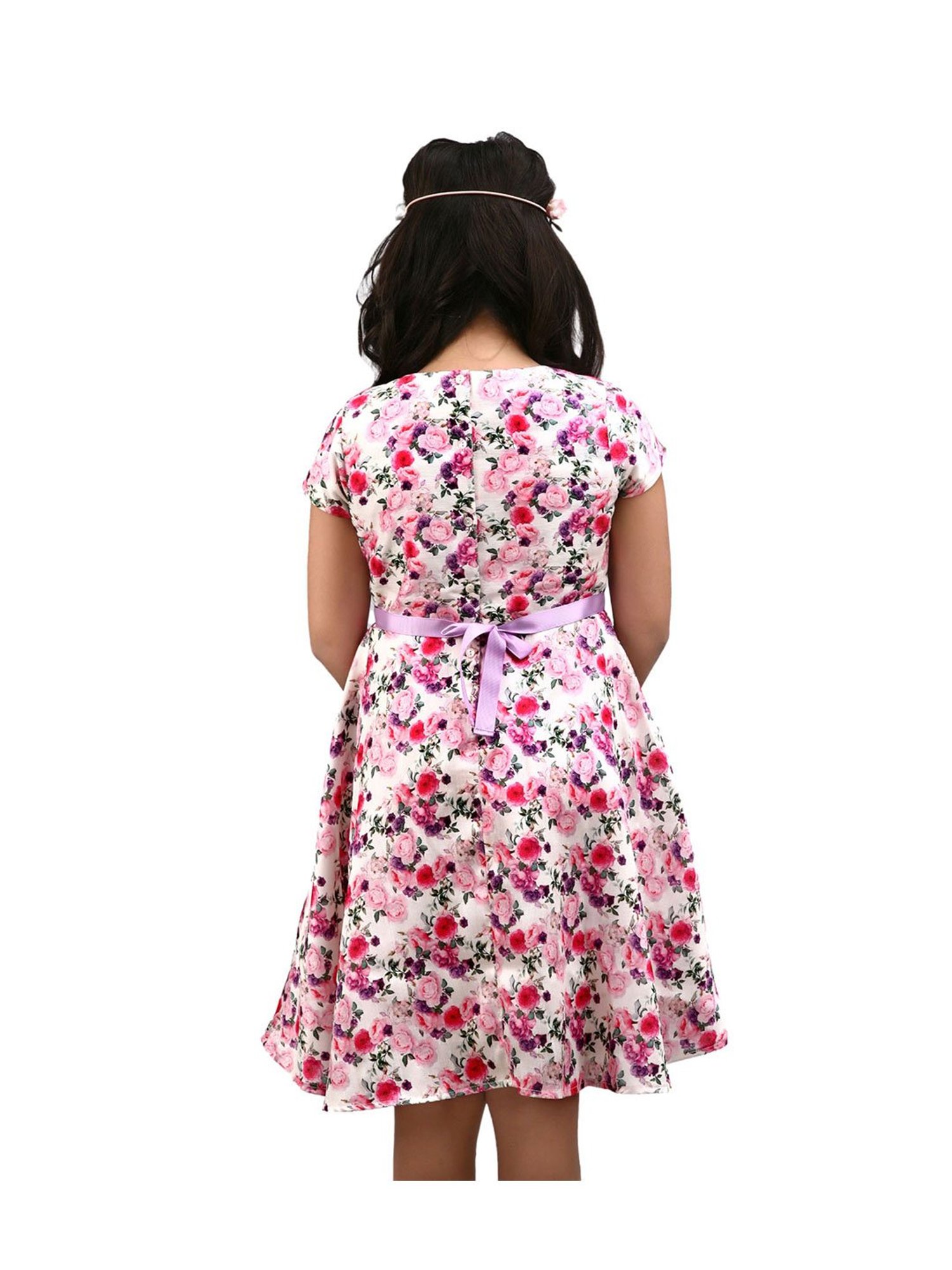 KidsDew Kids White & Pink Floral Print Dress