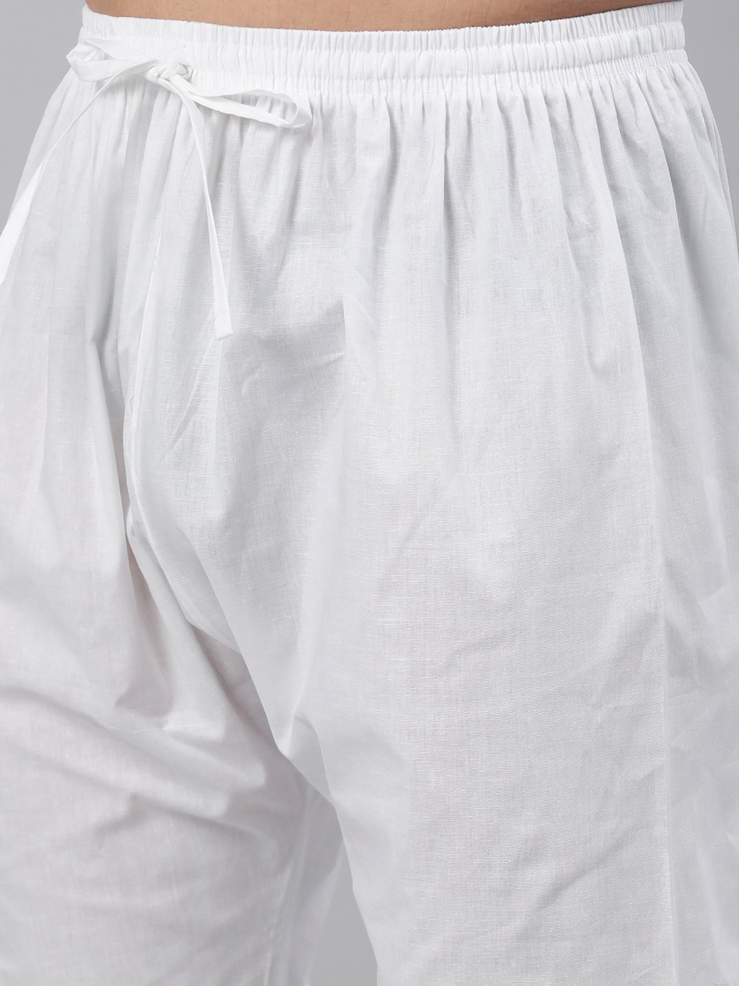 Manthan Light Beige & White Regular Fit Self Design Kurta & Pyjamas Set