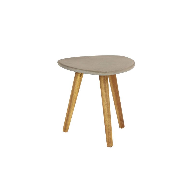 Small Mid-Century Wood Outdoor Accent Table - Gray - Olivia & May