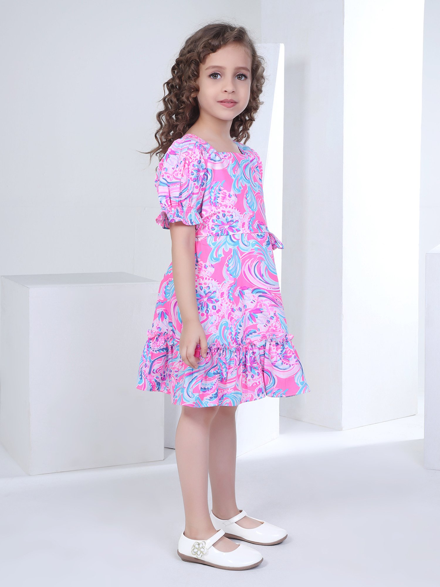 Peppermint Kids Pink Printed Dress