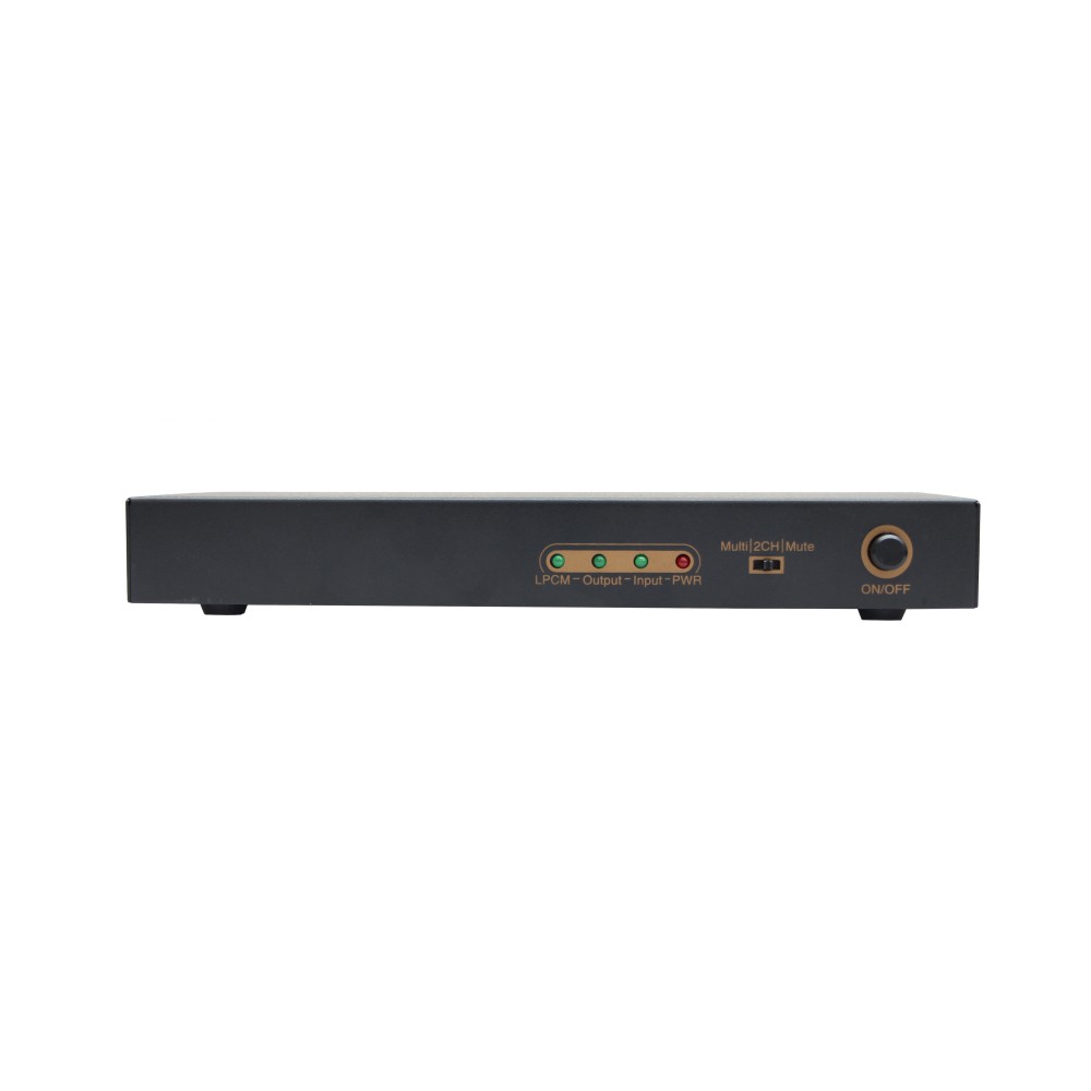 LPCM 7.1CH HDMI Audio Converter.Supports 12-bit Deep Color Full HD,3D and 4K2K video.Uses 24bit /192KHz DAC.Support multi-channel LPCM digital audio to analog output, up to 7.1CH.