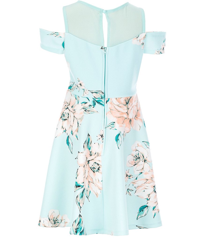 Xtraordinary Big Girls 7-16 Cold-Shoulder Floral Tiered Fit-And-Flare Dress