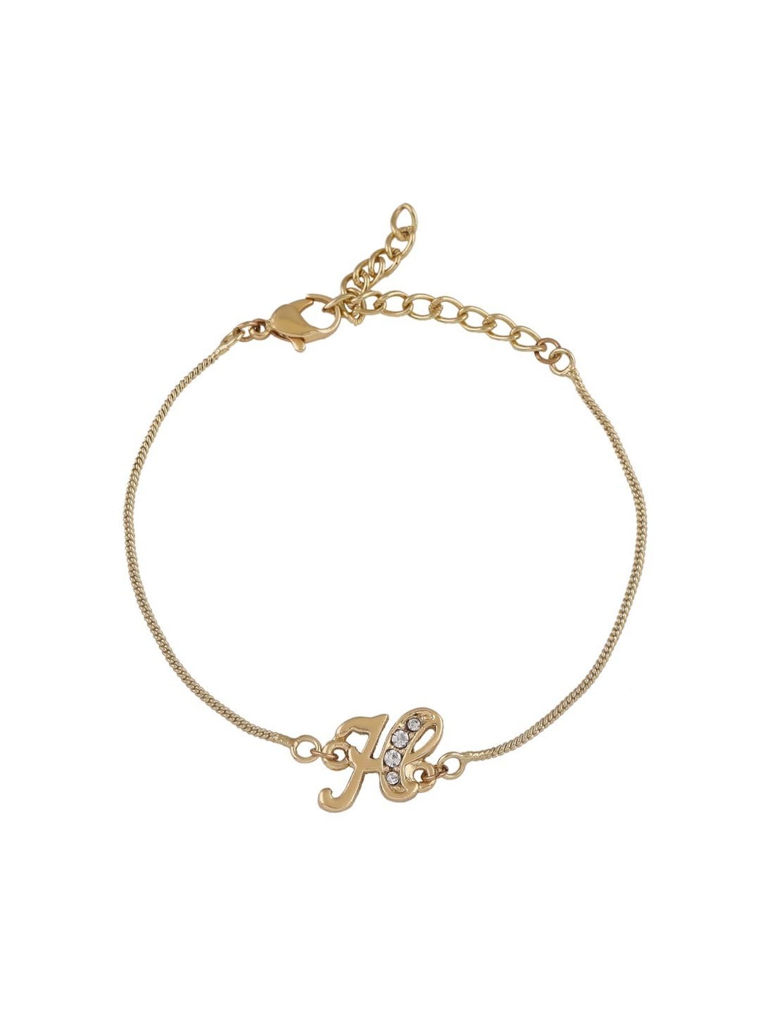 Estele Gold-Plated H Initial Bracelet with Crystals for Women