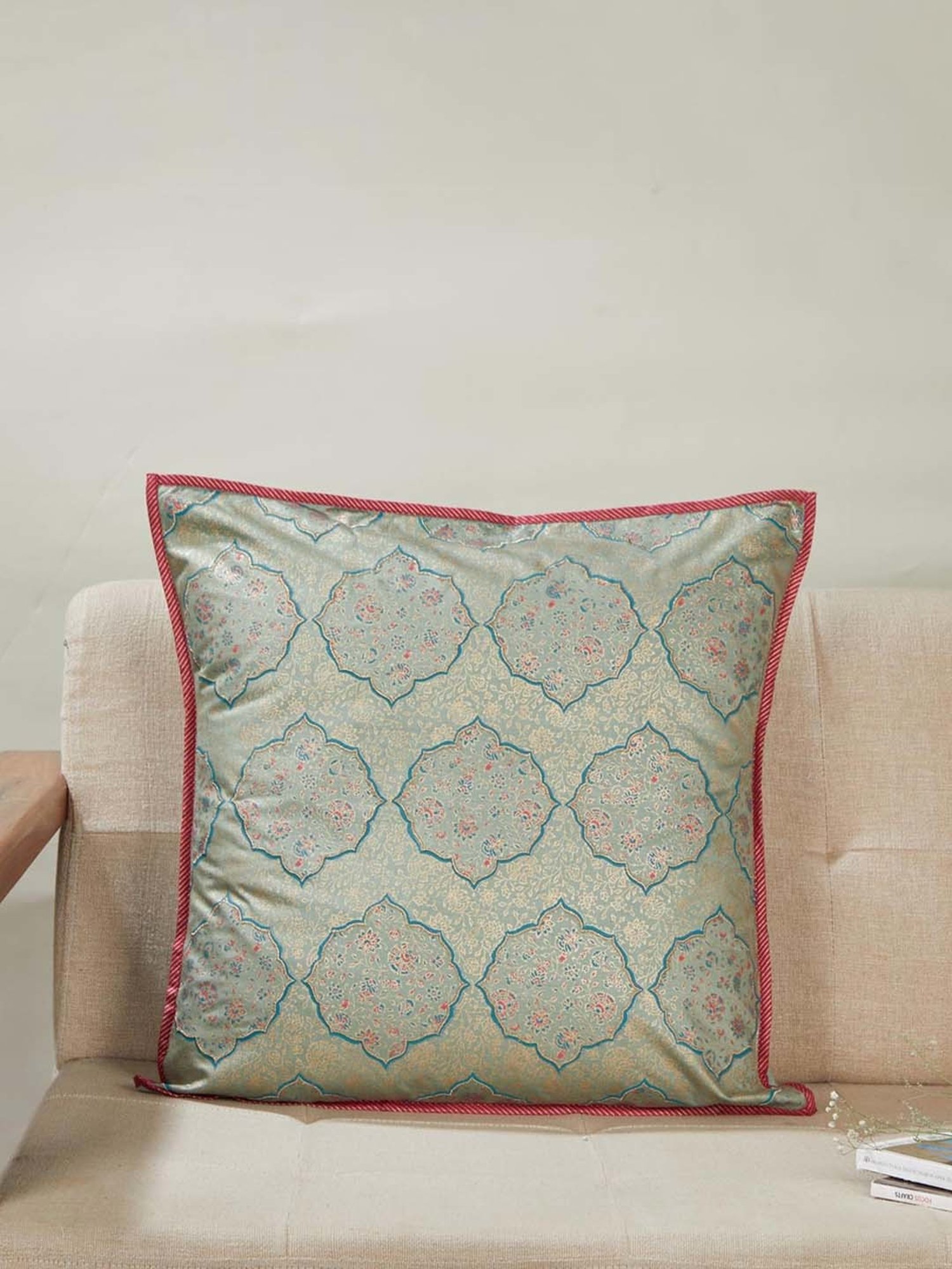 Fabindia Haveli Green Viscose Cushion Cover