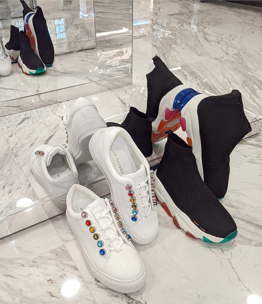 Kurt Geiger London Lettie Knit Slip-On Rainbow Chunky Outsole Sock Sneakers