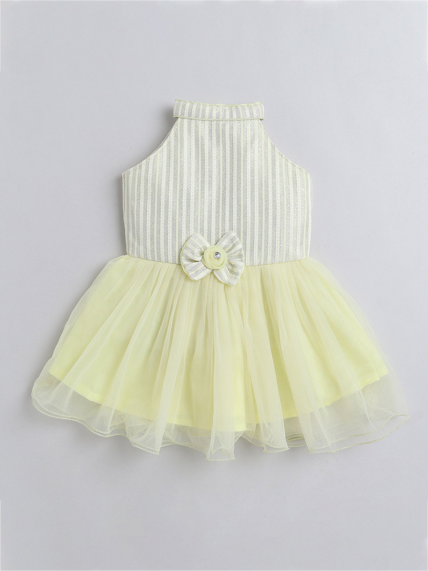 Many Frocks Kids Yellow Embellished Dress