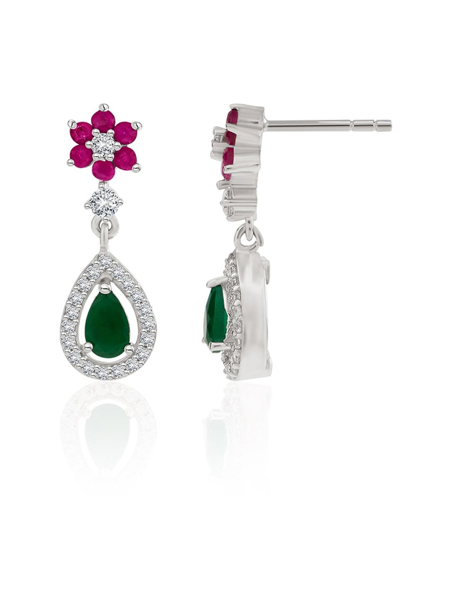 March by FableStreet 92.5 Sterling Silver Zircon Drop Earrings for Women