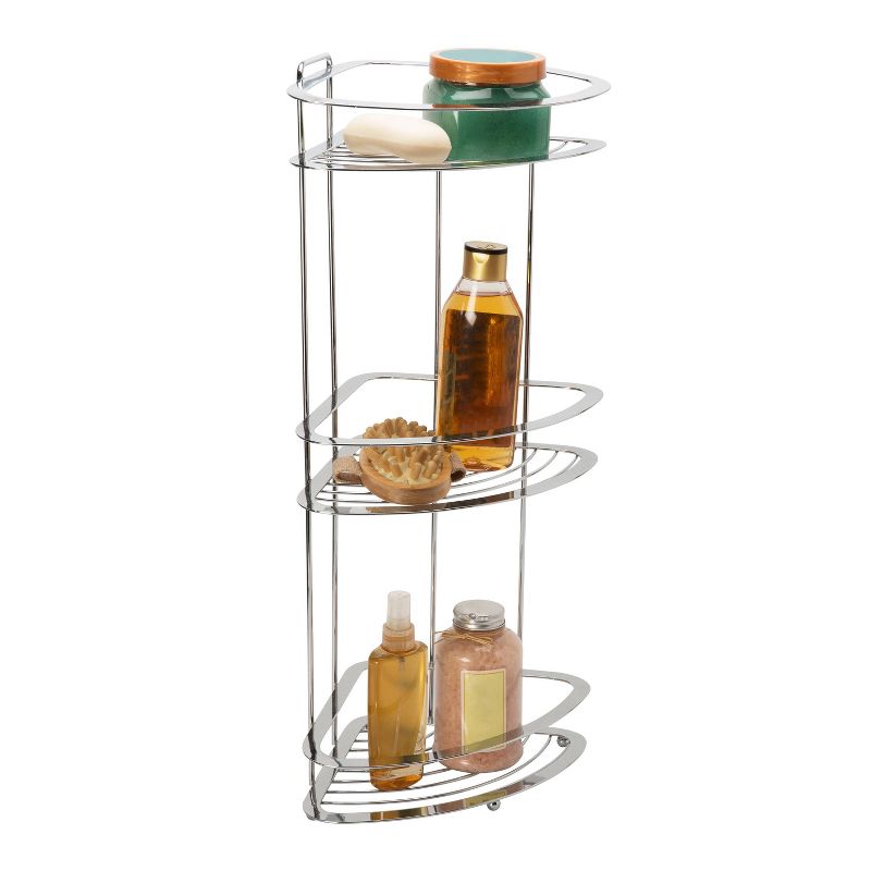 Curved Shower Caddy with Soap Tray Light Silver 24.15" - Elegant Home Fashions