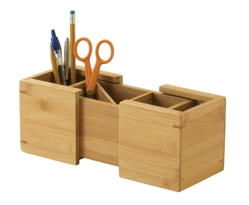 Lipper International 807 Bamboo Wood Expandable Pencil and Office Supply Holder, 7 1/2" x 4 1/4" x 4"