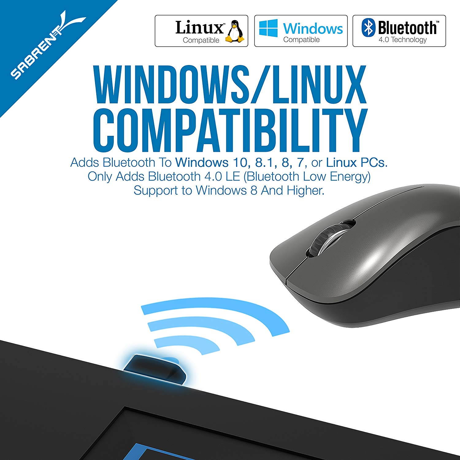 Sabrent Bluetooth 4.0 - Bluetooth Adapter For Desktop Computer-Notebook