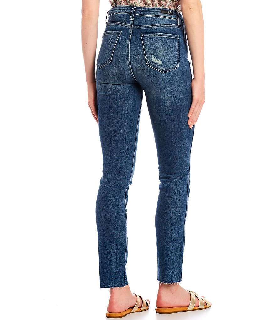 KUT from the Kloth Chrissie High-Rise Fab Ab Technique Destruction Detail Straight Leg Raw Hem Jeans