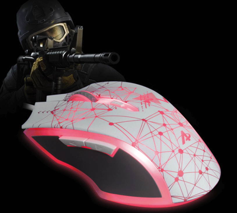 Ajazz AJ119  Ergonomic Design, Cool Exterior 4-color Backlit 3200DPI 6 Programmable Buttons, USB Wired  Gaming Mouse-Black