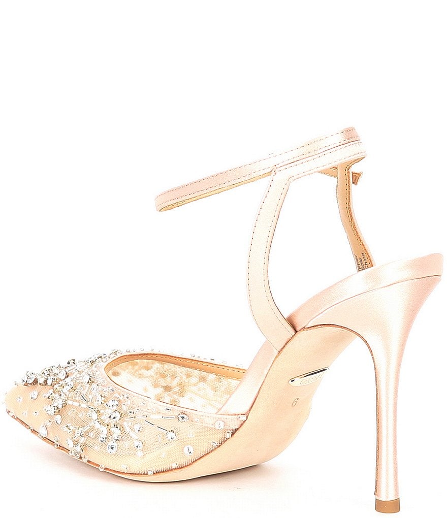 Badgley Mischka Roe Crystal And Beaded Detail Pointed Toe Dress Pumps