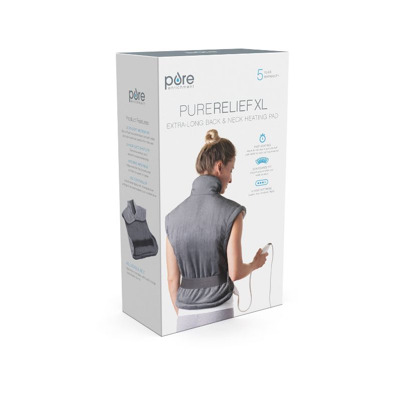Pure Enrichment PureRelief XL Extra-Long Back and Neck Heating Pad - 29" x 24" - Gray