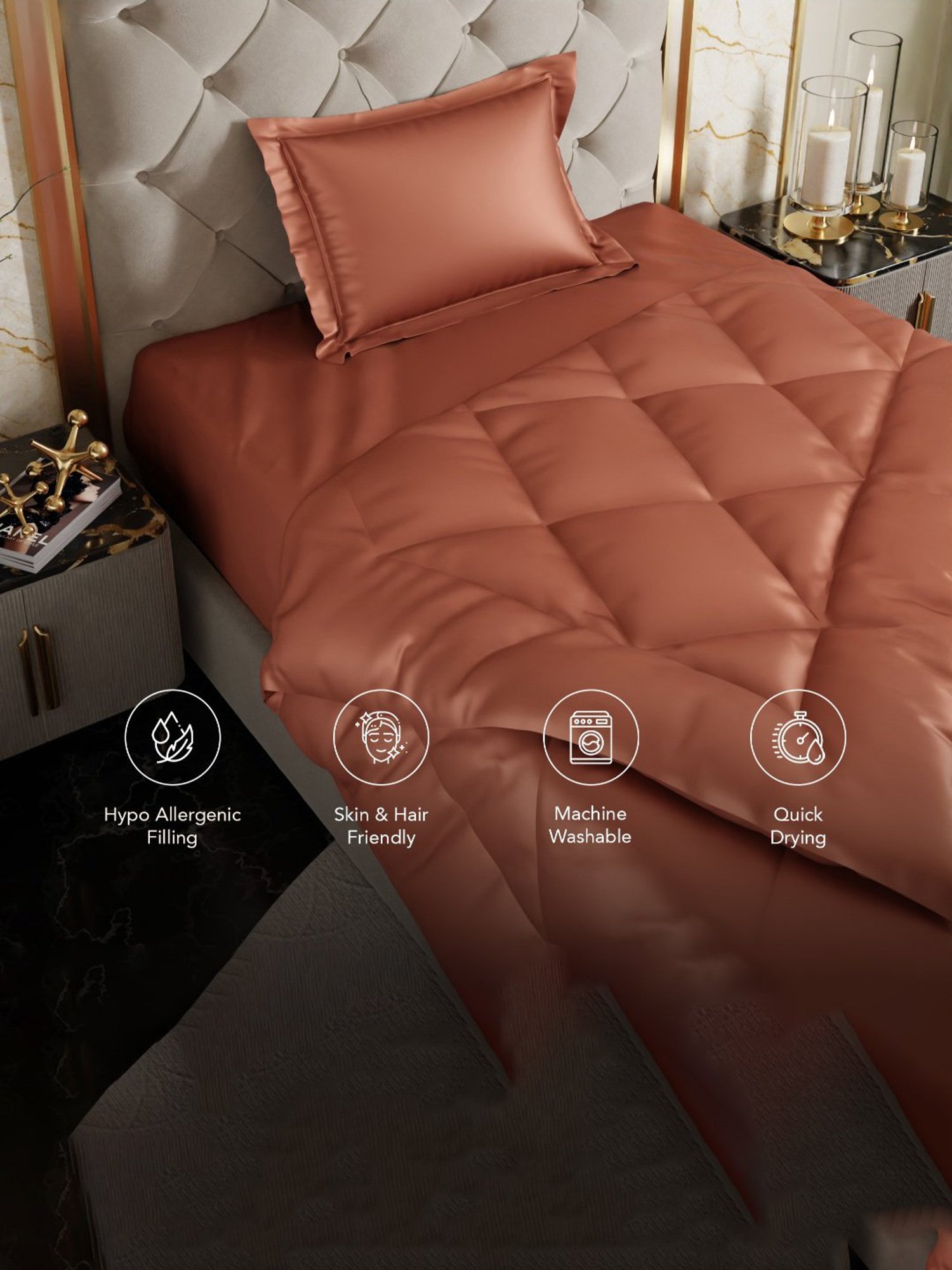 Stoa Paris Date Night Brown Polyester 150 GSM Single Comforter