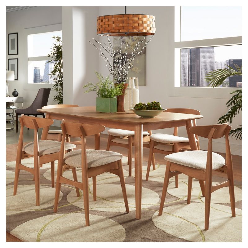 7pc 60" Cortland Danish Modern Natural Dining Set Natural/Beige - Inspire Q