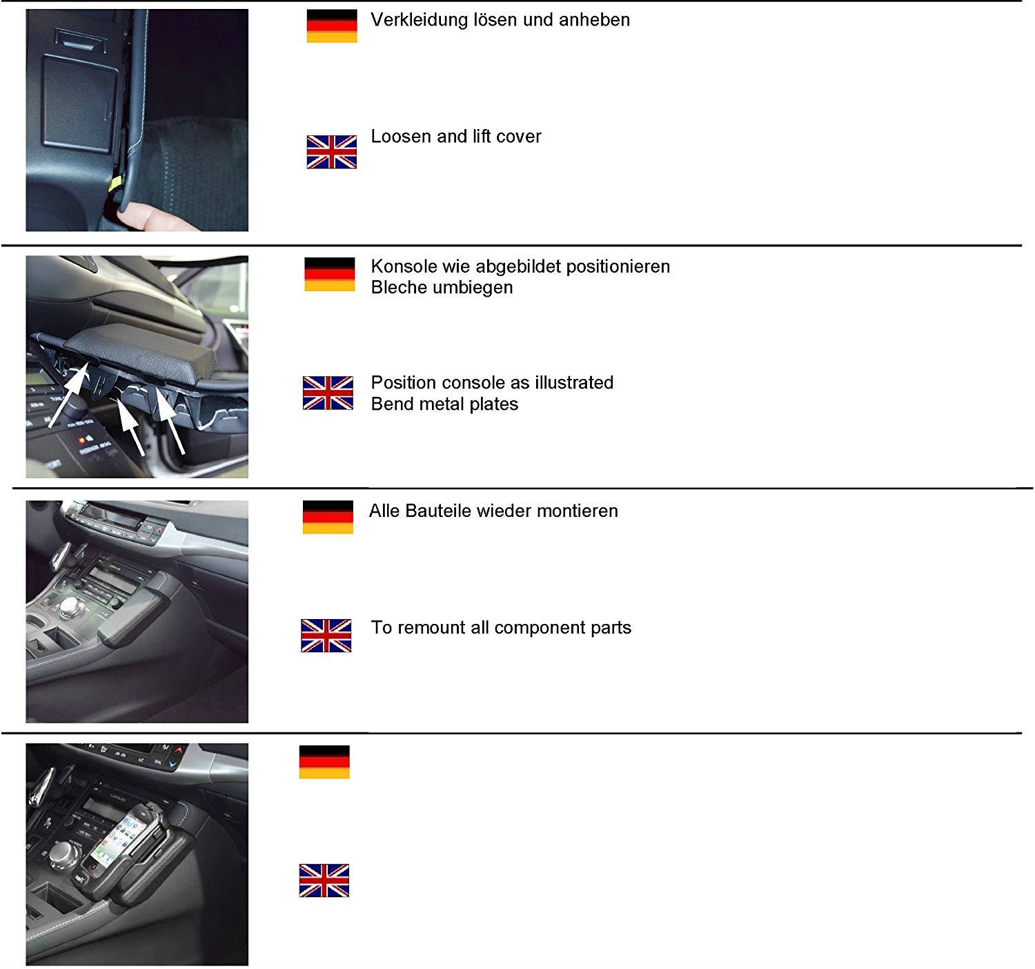 Kuda 083645 Leather Mount Black Compatible with Lexus CT 200H (Since 2011)